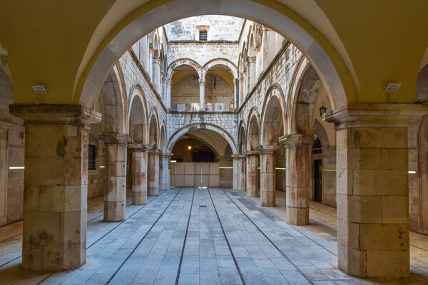 Inner courtyard of Sponza palace in Dubrovnik, Croatia