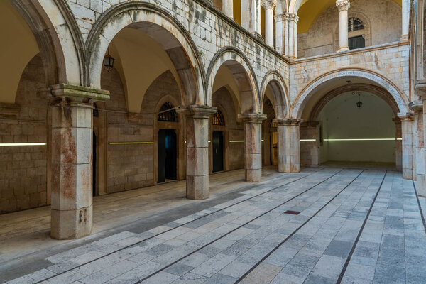 Inner courtyard of Sponza palace in Dubrovnik, Croatia