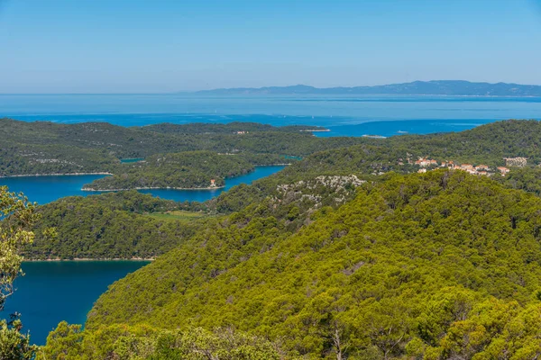 Vista Aérea Del Parque Nacional Mljet Desde Colina Montokuc Croacia — Foto de Stock