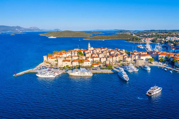 Hırvat kenti Korcula 'nın hava manzarası