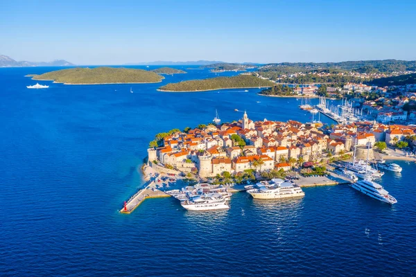 Hırvat kenti Korcula 'nın hava manzarası