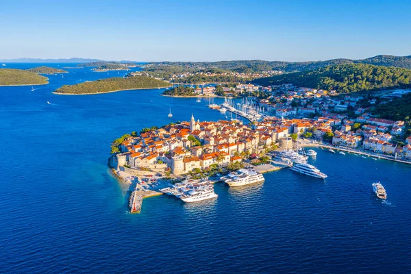 Hırvat kenti Korcula 'nın hava manzarası