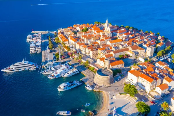 Flygfoto Över Kroatiska Staden Korcula — Stockfoto