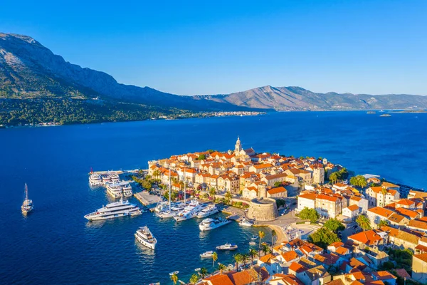 Vista Aérea Cidade Croata Korcula — Fotografia de Stock