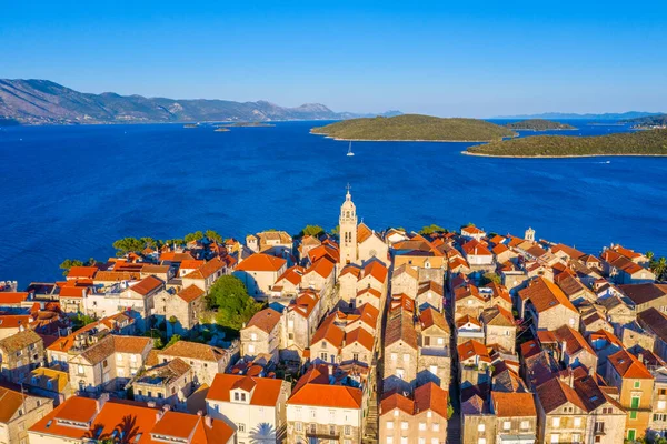 Hırvat kenti Korcula 'nın hava manzarası