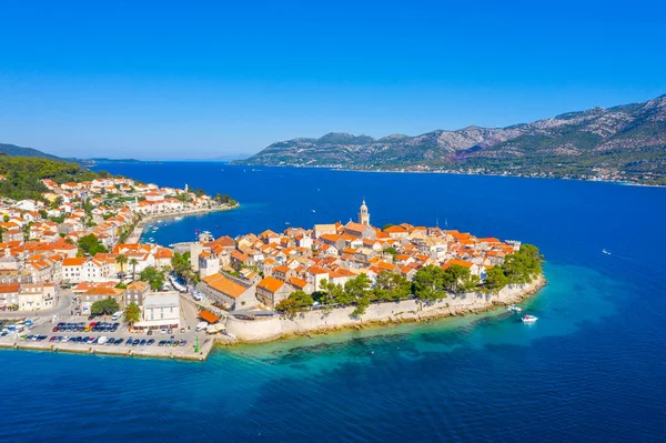 Aerial View Croatian Town Korcula — стоковое фото