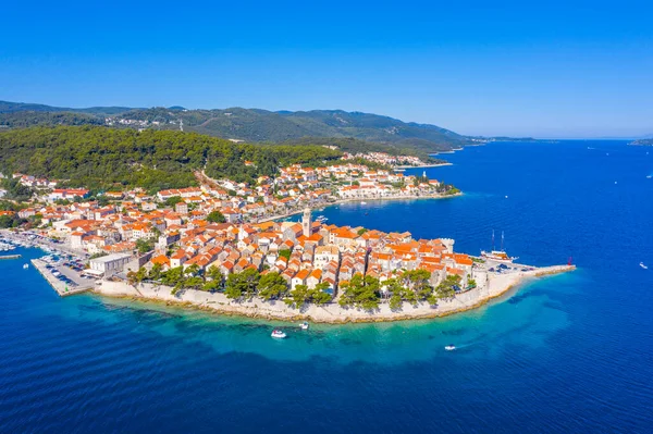 Letecký Pohled Chorvatské Město Korčula — Stock fotografie