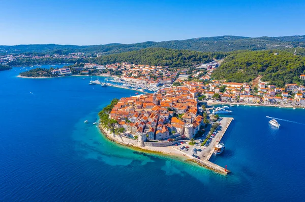 Flygfoto Över Kroatiska Staden Korcula — Stockfoto