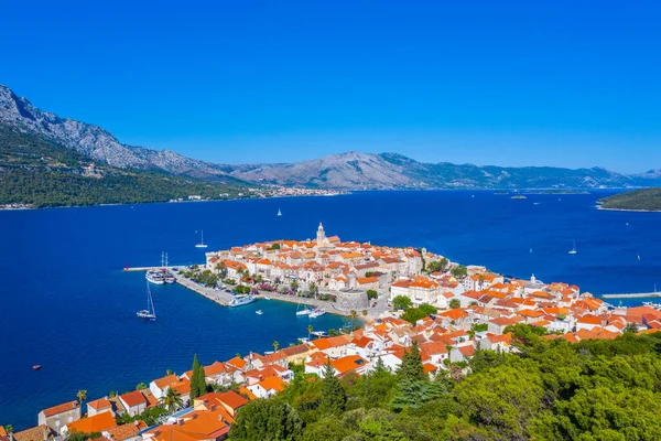 Letecký Pohled Chorvatské Město Korčula — Stock fotografie