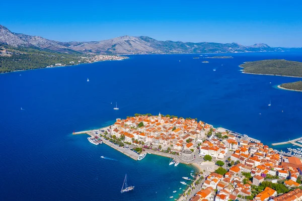 Hırvat kenti Korcula 'nın Panoraması