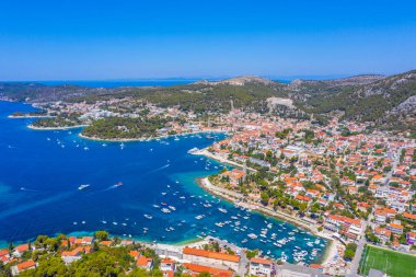 Hırvat kenti Hvar 'ın hava manzarası