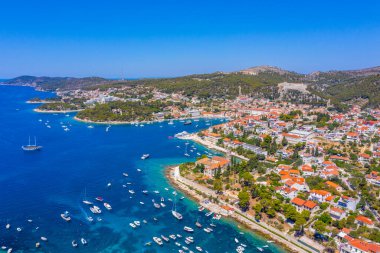 Hırvat kenti Hvar 'ın hava manzarası