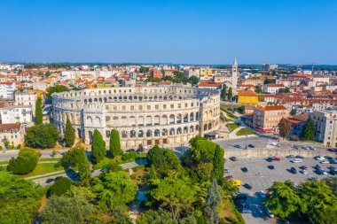 Hırvatistan 'ın Pula kentinde Roma Amfitiyatrosuna Bakış