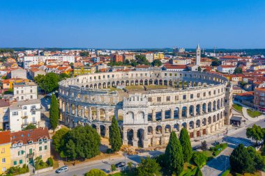 Hırvatistan 'ın Pula kentinde Roma Amfitiyatrosuna Bakış