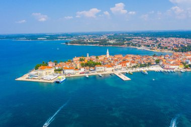 Hırvat kenti Porec 'in hava manzarası