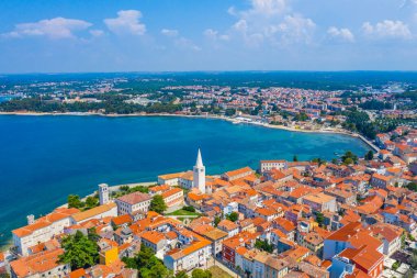Hırvat kenti Porec 'in hava manzarası