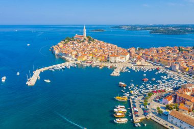 Hırvat kenti Rovinj 'in hava manzarası