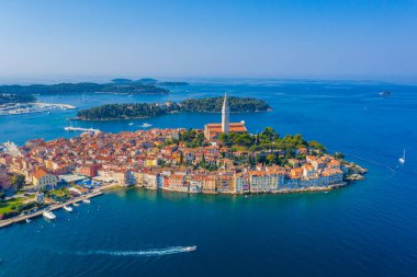 Hırvat kenti Rovinj 'in hava manzarası