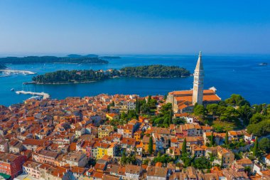 Hırvat kenti Rovinj 'in hava manzarası
