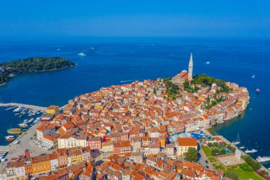 Hırvat kenti Rovinj 'in hava manzarası