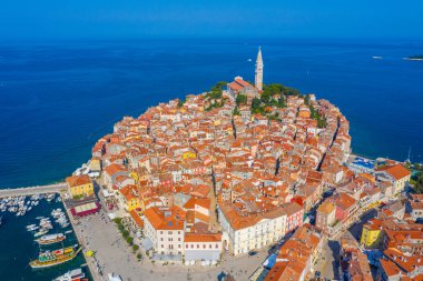Hırvat kenti Rovinj 'in hava manzarası