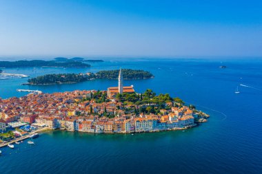 Hırvat kenti Rovinj 'in hava manzarası