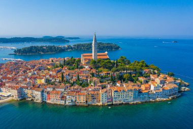 Hırvat kenti Rovinj 'in hava manzarası
