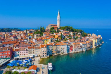 Hırvat kenti Rovinj 'in hava manzarası