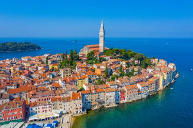 Hırvat kenti Rovinj 'in hava manzarası
