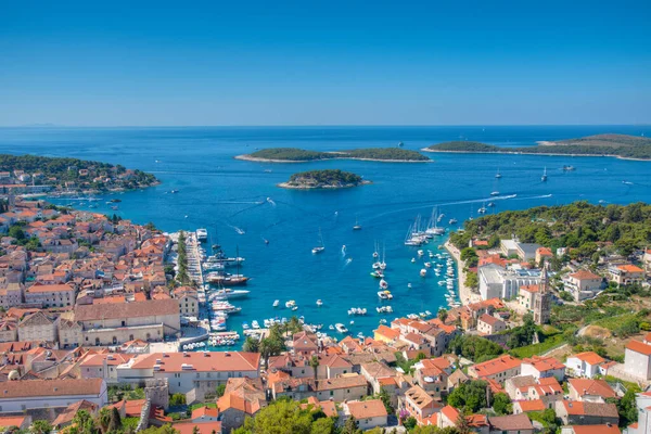 Vista Aérea Das Ilhas Hvar Pakleni Croácia — Fotografia de Stock