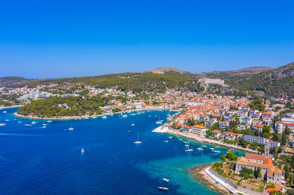 Hırvat kenti Hvar 'ın hava manzarası