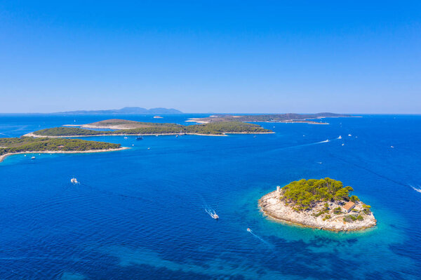 Aerial view of Croatian town Hvar