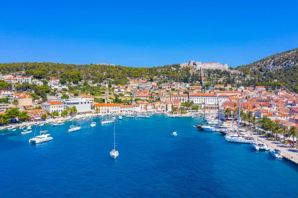 Letecký Pohled Chorvatské Město Hvar — Stock fotografie