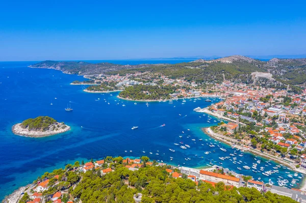 Letecký Pohled Chorvatské Město Hvar — Stock fotografie