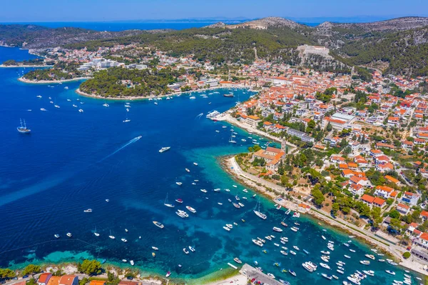 Vista Aérea Cidade Croata Hvar — Fotografia de Stock