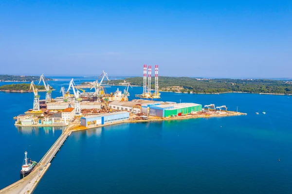 Вид Воздуха Промышленный Порт Пуле Хорватия — стоковое фото