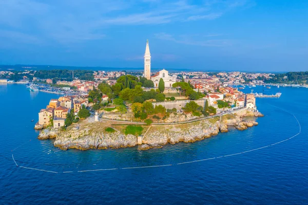 Vista Aérea Atardecer Ciudad Croata Rovinj —  Fotos de Stock