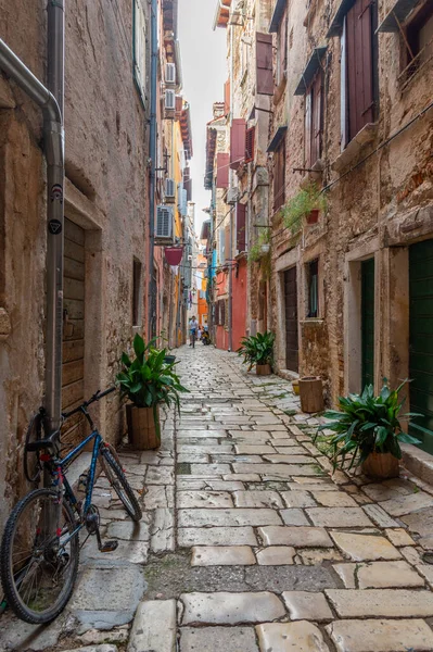 Hırvatistan 'ın Rovinj kentinde yaya caddesi manzarası