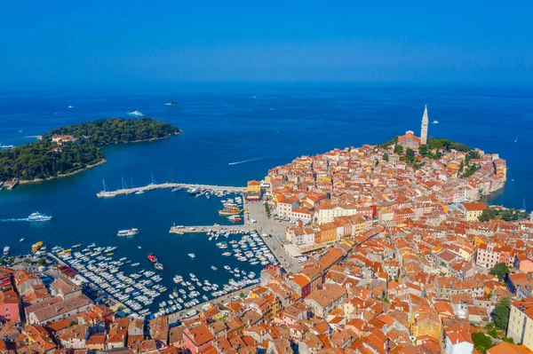 Hırvat kenti Rovinj 'in hava manzarası
