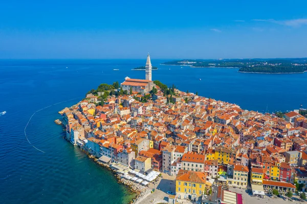 Vanuit Lucht Uitzicht Kroatische Stad Rovinj — Stockfoto