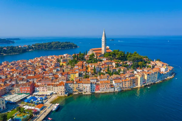 Vanuit Lucht Uitzicht Kroatische Stad Rovinj — Stockfoto