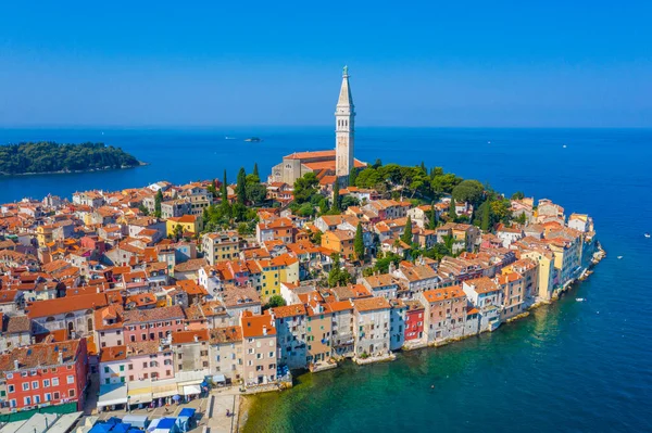 Flygfoto Över Kroatiska Staden Rovinj — Stockfoto