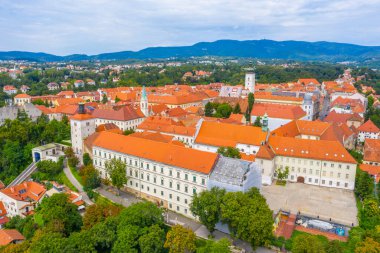 Hırvatistan 'ın üst kasabası Zagreb' in hava manzarası
