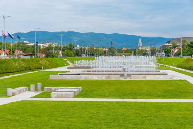 Hırvatistan 'ın Zagreb kentinde çeşme parkı