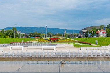Hırvatistan 'ın Zagreb kentinde çeşme parkı