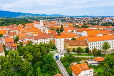 Hırvatistan 'ın üst kasabası Zagreb' in hava manzarası