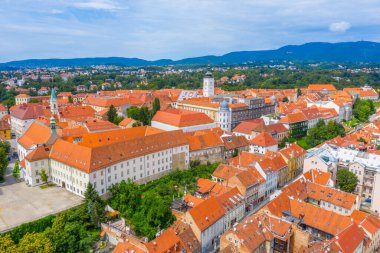 Hırvatistan 'ın üst kasabası Zagreb' in hava manzarası