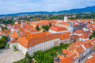 Hırvatistan 'ın üst kasabası Zagreb' in hava manzarası