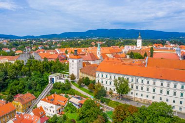 Hırvatistan 'ın üst kasabası Zagreb' in hava manzarası