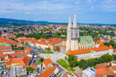Zagreb ve Hırvatistan katedralinin hava manzarası